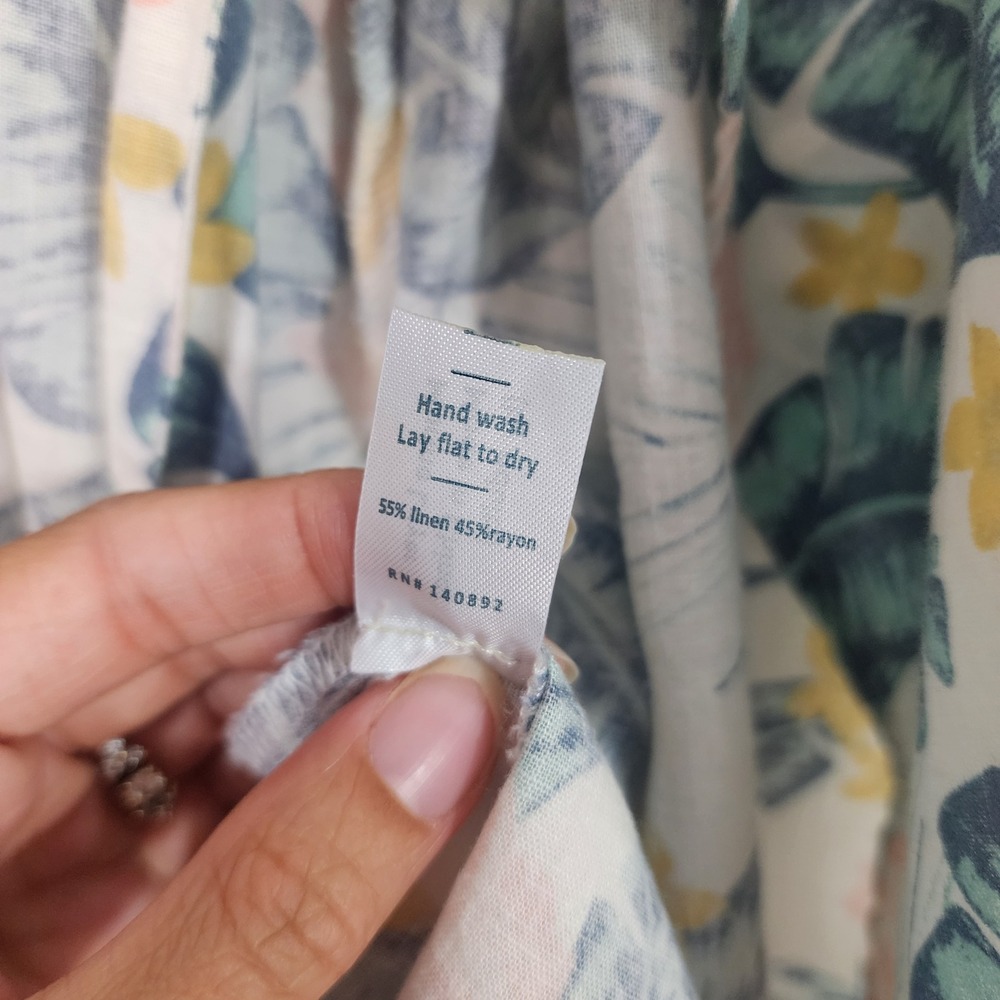 Marine Layer Linen Blend Tropical Wrap Dress Small Resort Vacation resort beach - Picture 9 of 11